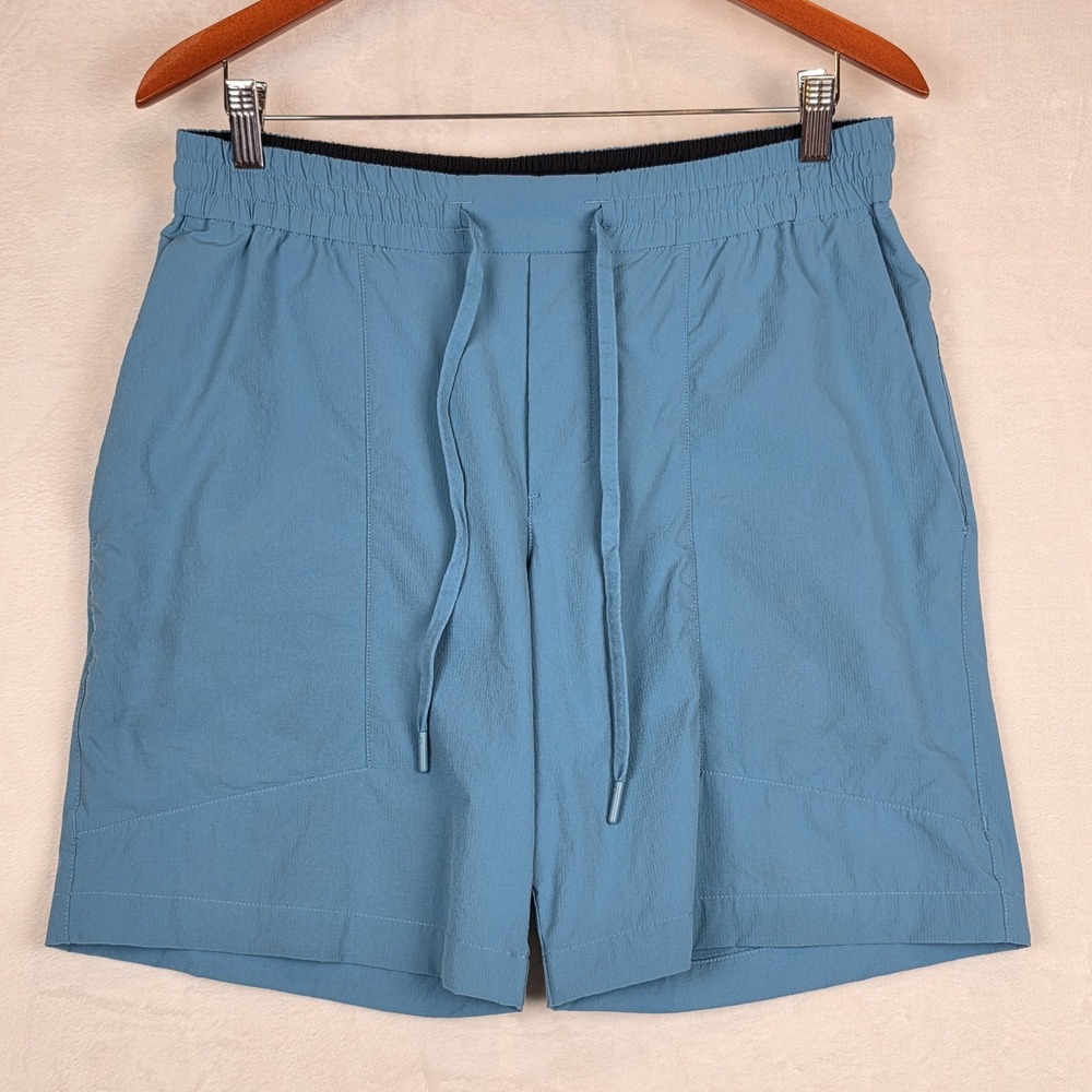 Lululemon Bowline Short 8in Mens Large Blue Elastic Waist Drawstring Casual